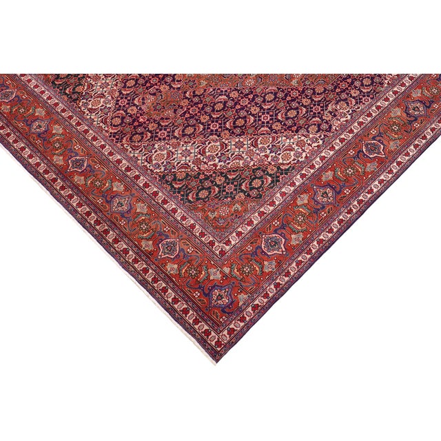 Shabby Chic Shabby Chic Vintage Persian Tabriz Mahi Purple/Rust Wool Rug - 10'0'' X 12'7'' For Sale - Image 3 of 10