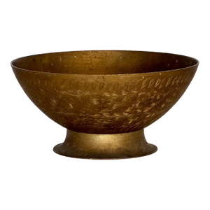 Vintage Brass Bowl With Flower Etching Detail