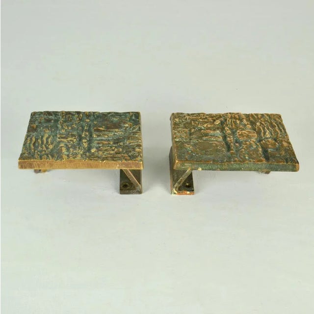 Brutalist Bronze Push Pull Door Handles, 1970s, Set of 2 For Sale - Image 6 of 11