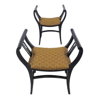 Set of Vienna Secession Gondola Stools in Black Lacquer, 1890s For Sale
