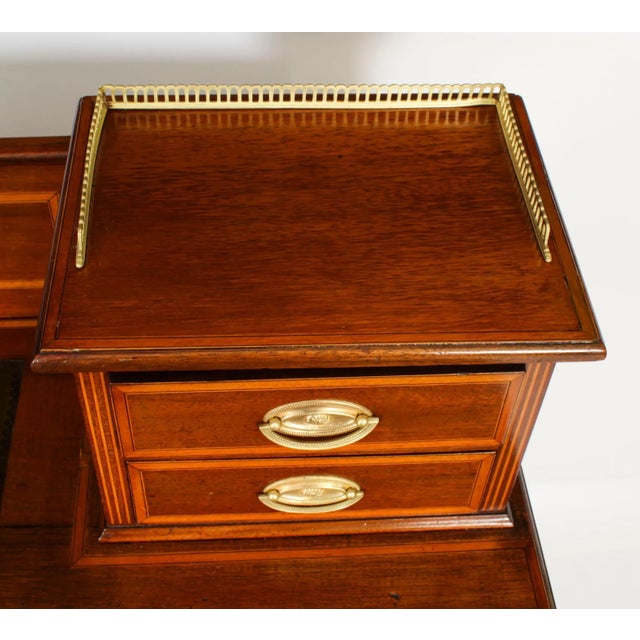 19th Century Victorian Inlaid Mahogany Pedestal Desk For Sale - Image 6 of 18