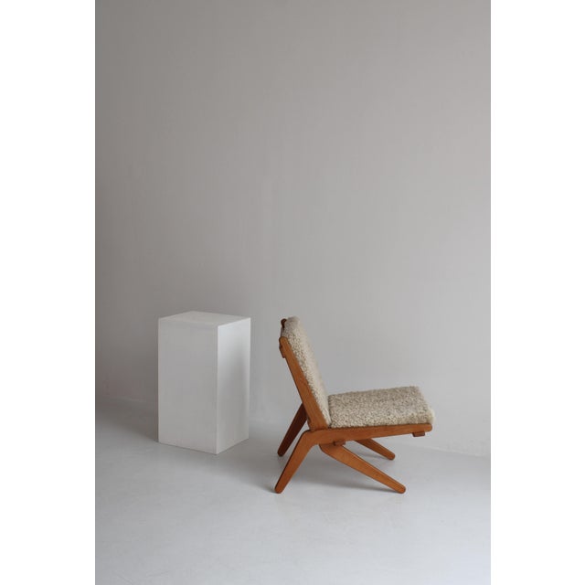 Danish Modern Oak Natural Sheepskin Folding Chair from Preben Thorsen,1957 For Sale - Image 17 of 18