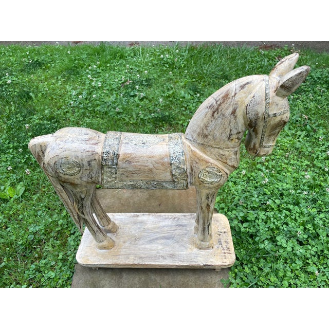 Late 20 Th Century Wooden Carved Horse Statue Sculpture For Sale - Image 9 of 9