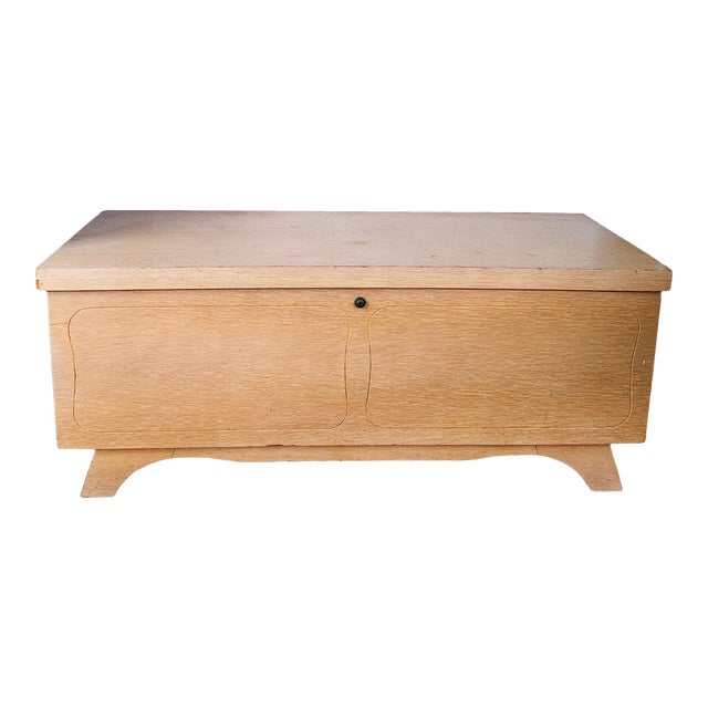 1955 Lane Blonde Veneer Cedar Footed Chest With Key & Certificate