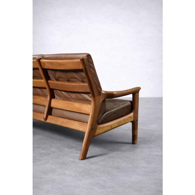 Mid-Century Modern Danish Three-Seater Sofa in Brown Leather by Georg Thams for A/S Vejen Polstermöbelfabrik, 1960s For Sale - Image 9 of 18