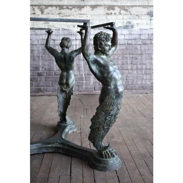 Figurative Mid 20th Century Italian Bronze Neoclassical Style Caryatid & Atlas Dining or Work Table For Sale - Image 3 of 13