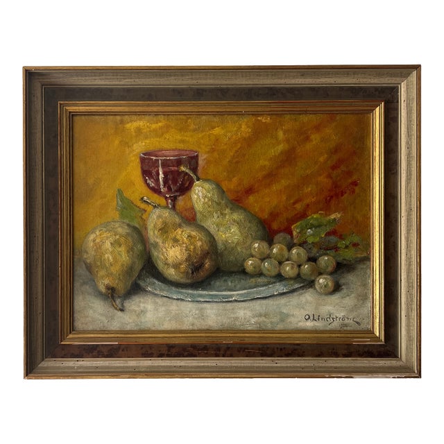 Still Life Oil on Canvas Framed Signed Made in 1925 by Sven Otto Lindstrom For Sale