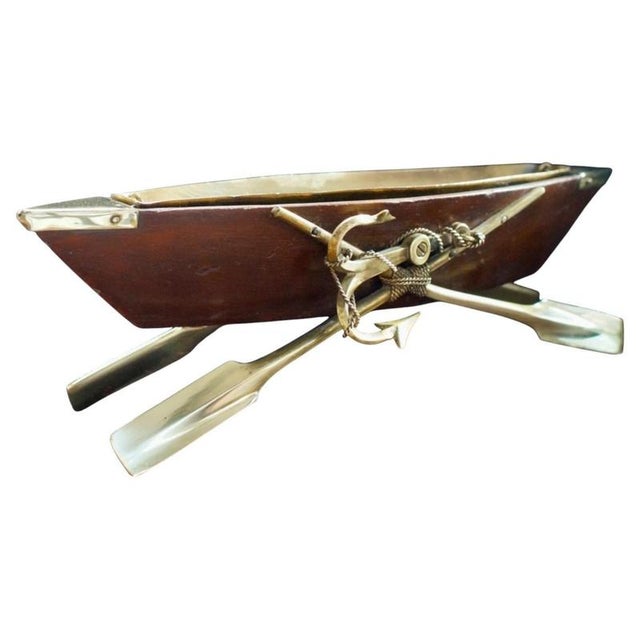 Wood Antique Edwardian Mahogany Nautical Rowing Boat Cruet Centrepiece, 1900 For Sale - Image 7 of 7