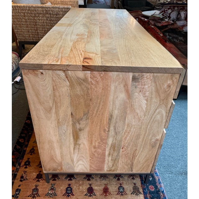 West Elm Industrial Solid Wood Modular Desk W/ File Cabinet For Sale - Image 10 of 12