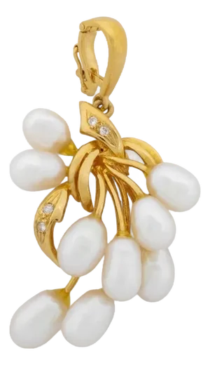 18k Yellow Gold Diamond Pearl Enhancer