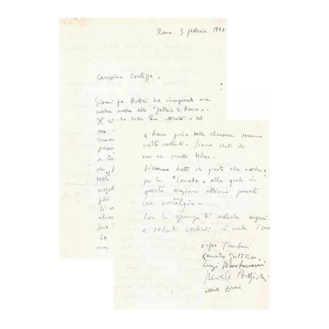 Orfeo Tamburi - Letter to Countess Pecci Blunt - 1940 For Sale