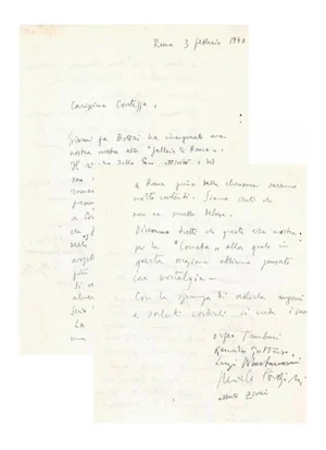 Orfeo Tamburi - Letter to Countess Pecci Blunt - 1940