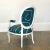 French Italian Vintage White Wood Arm Chair in Teal Graffito For Sale - Image 3 of 8