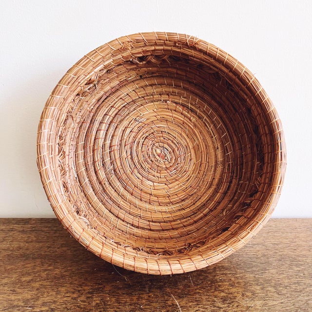 Vintage Woven Pine Needle Basket Chairish