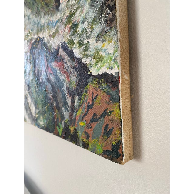 Vintage Abstract Seascape Oil Painting on Canvas — Expressive Coastal Modern Ar For Sale In Seattle - Image 6 of 9