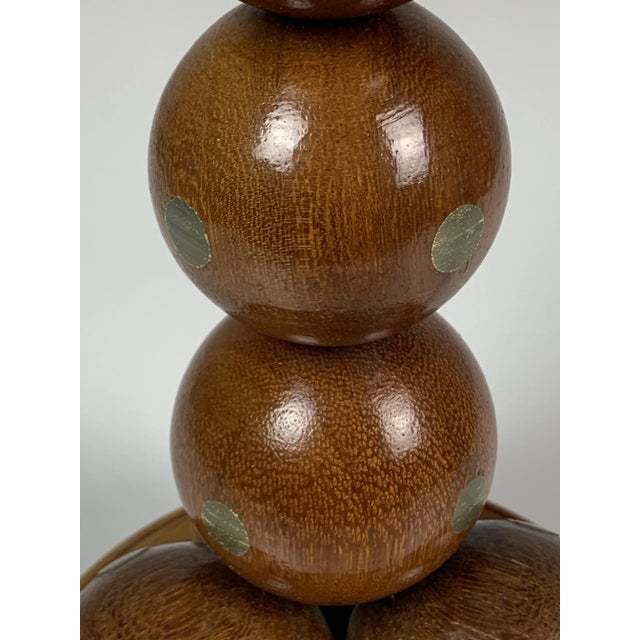 Dutch Handcrafted Commemorative Wooden Sphere Ball Table Lamp, 1976 For Sale - Image 6 of 9