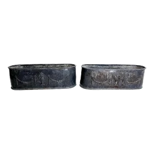 Early English Grey Lead Planters with Classical Decoration - A Pair