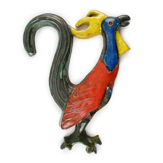 Vintage Ceramic Plaquette of a Colorful Rooster by A. Dandoy, Belgium, 1960s-1970s For Sale - Image 11 of 11