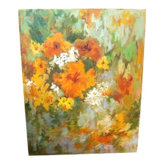 Mid 20th Century Original Signed Still Life Oil Painting, 28" For Sale