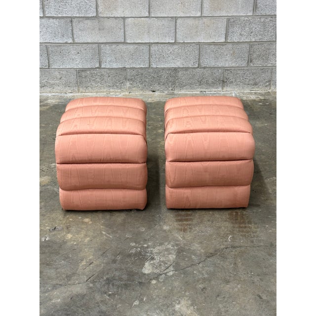 1980s 1980s Channel Tufted Waterfall Ottomans- A Pair For Sale - Image 5 of 7