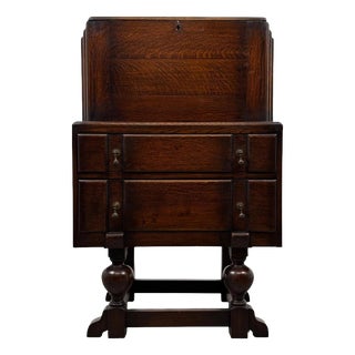 Antique Early 20th Century Edwardian Oak Bureau For Sale