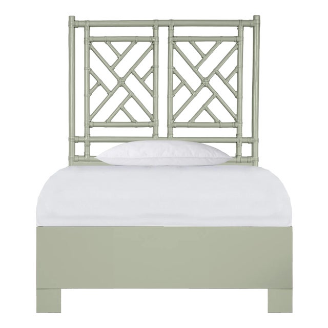 Chippendale Standard Bed Twin Extra Long, Celery Green For Sale