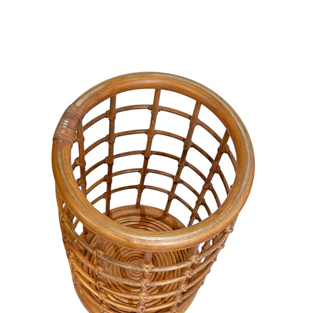 Vintage French BoHo Bamboo and Rattan Umbrella Stand For Sale - Image 16 of 16