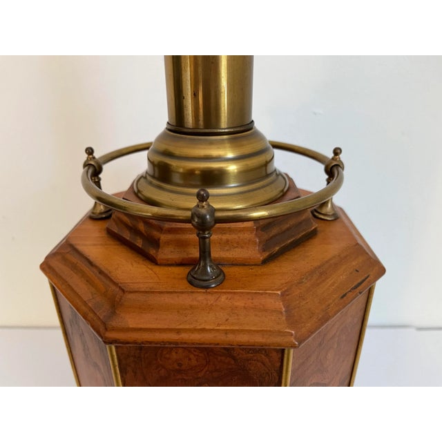 Brown Burl Wood Column Lamp & Shade by Knob Creek For Sale - Image 8 of 11