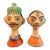 India Paper Mache Folk Art Bust Pair-Rajasthani Style Heads-Kasmiri-Sculpture For Sale