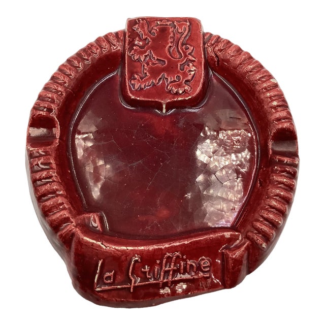 Mid Century France Ceramic La Griffine Restaurant Advertising Ashtray For Sale