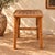 Beautiful pair of vintage bamboo stools, consisting of one taller stool and one low stool. Both pieces feature rounded...