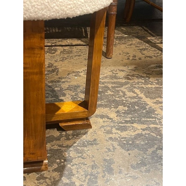Pair of Italian MCM Art Deco Walnut Stools For Sale - Image 4 of 4