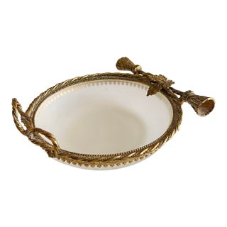 Antique French Ormolu & Opaline Catchall Bowl, Louis XVI Revival For Sale
