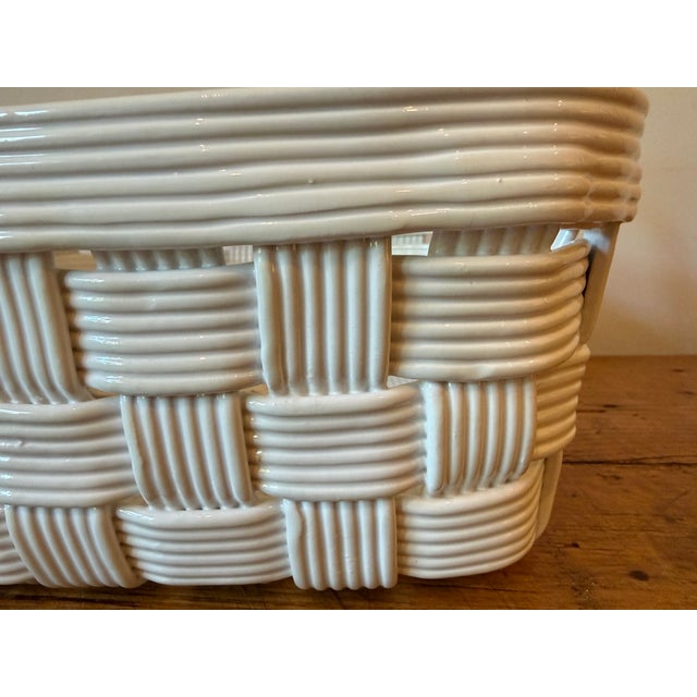 Ceramic Vintage Woven Ceramic Handled Basket, Made in Italy For Sale - Image 7 of 8