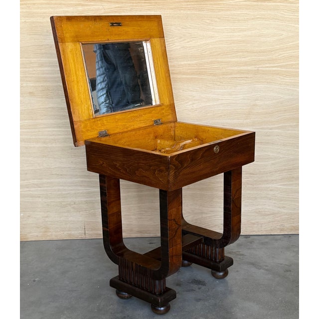 French Restoration mahogany travailleuse sewing (thread stand - side table - jewelry dressing table) with light, warm,...