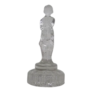 Cambridge Glass Draped Lady Clear 10 Hole Flower Frog Vase Figurine