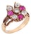 Early 20th Century Victorian Ruby Diamond 14k Rose Gold Horseshoe Ring, Size 4.75 For Sale