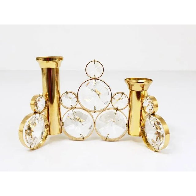 Brass and Crystals Candleholder in the style of Gaetano Sciolari from Palwa, 1970s For Sale - Image 10 of 11
