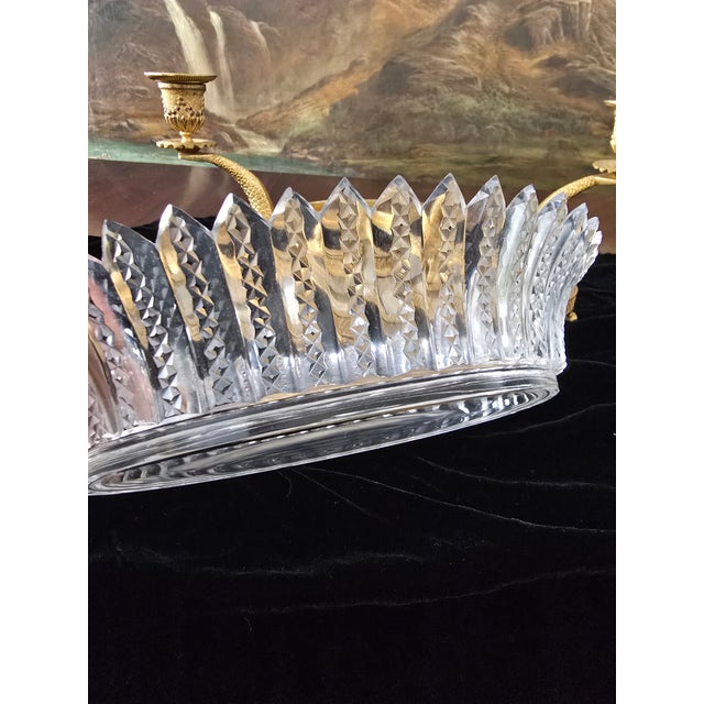 Antique Baccarat Attributed Crystal Bronze Dolphin Centerpiece For Sale - Image 9 of 13