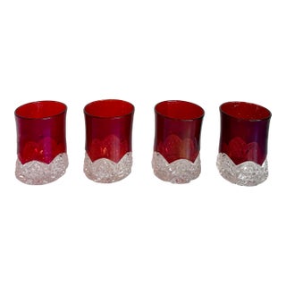 1900's Ruby Red Eapg Glasses - Set of 4 For Sale