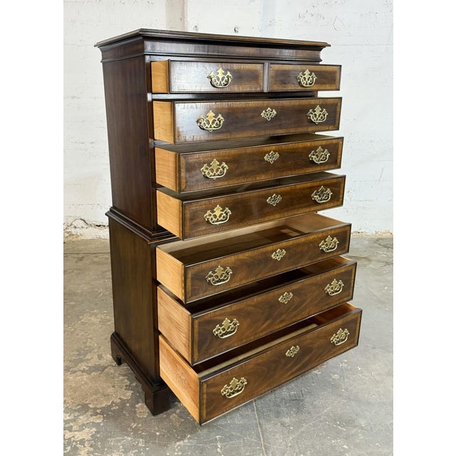 Late 20th Century Drexel 18th Century Collection Banded Chest of Drawers For Sale - Image 5 of 13