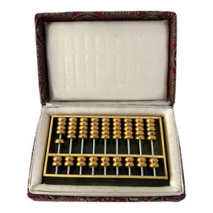 Vintage Chinese Brass & Onyx Petite Abacus