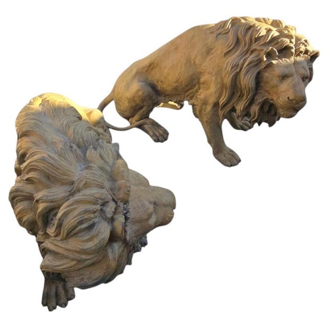Neapolitan Artist, Large Lions, 1980s, Patinated Bronze, Set of 2 For Sale - Image 11 of 11
