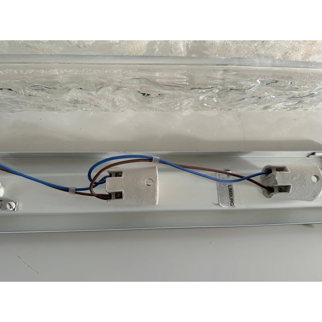 Large Mid-Century Ice Glass Mirror Wall Sconces in Textured Art Glass from Limburg, 1970s, Set of 2 For Sale - Image 9 of 14