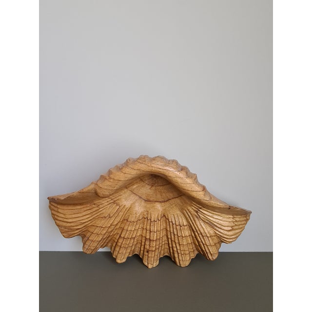 Wood Vintage Handmade Carved Wooden Seashell Bowl, 1960s For Sale - Image 7 of 13