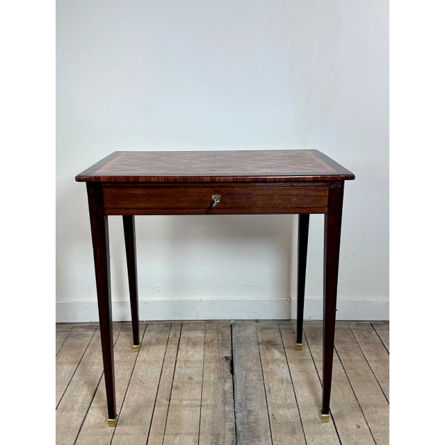 Writing Table in Cube Marquetry, 1890s For Sale - Image 12 of 12