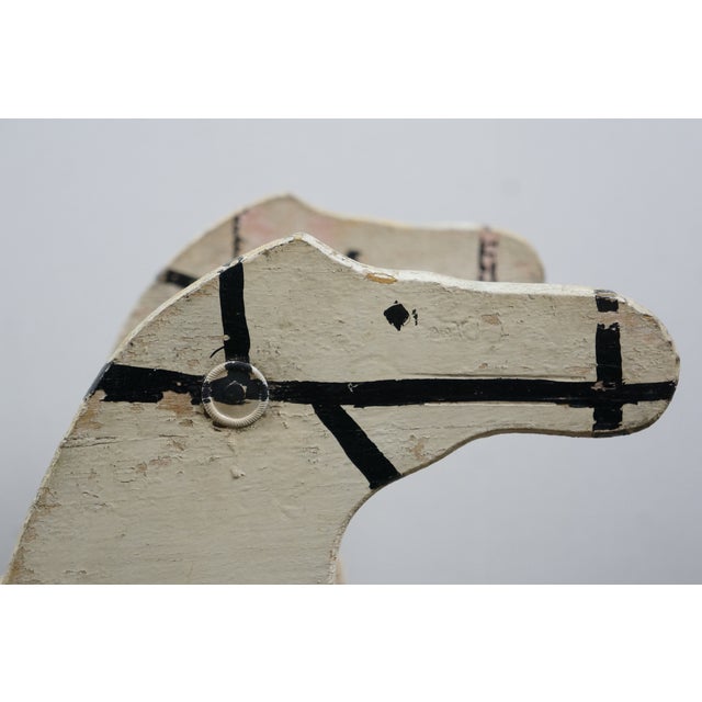 Antique Wooden Double Horse Shoo Fly Rocking Horse Childrens Glider 39" For Sale - Image 11 of 17
