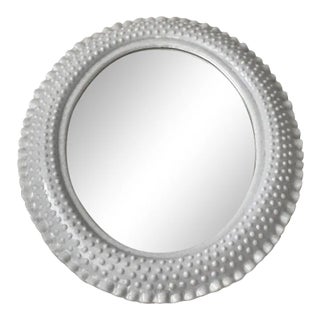 Vintage Faux Milk Glass Hobnail Oval Wall Mirror For Sale
