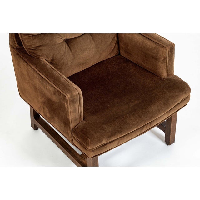 Pair of Mid-Century Brown Velvet Lounge Chairs Attributed to Edward Wormley, 1960s For Sale - Image 12 of 17