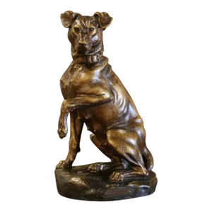 Early 20th Century French Terracotta Fox Terrier Sculpture Signed T. Cartier